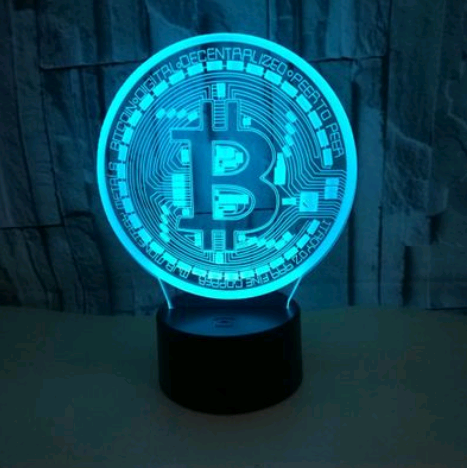 Bitcoin 3D visual stereo lighting Colorful touch 3D night light